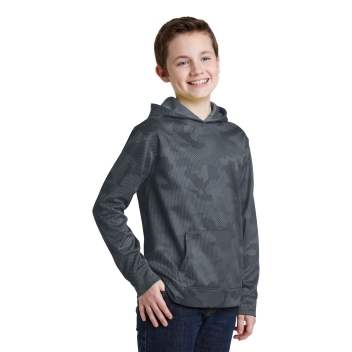 Sport-tek Youth Sport-wick Camohex Fleece Hooded Pullover.