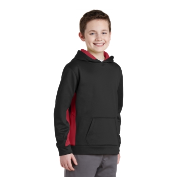 Sport-tek Youth Sport-wick Fleece Colorblock Hooded Pullover.