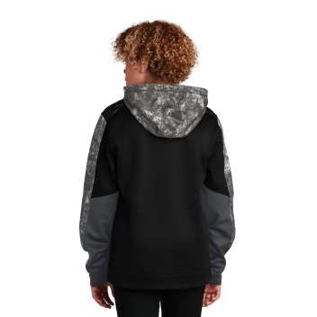 Sport-tek Youth Sport-wick Mineral Freeze Fleece Colorblock Hooded Pullover.