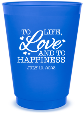 Custom Life Love And Happiness Carriage Fairytale Wedding Frosted Stadium Cups