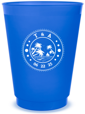 Custom Tropical It All Started On The Beach Wedding Frosted Stadium Cups
