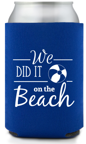 Personalized Beach Vacation Coolies or Can Koozies with White Palms