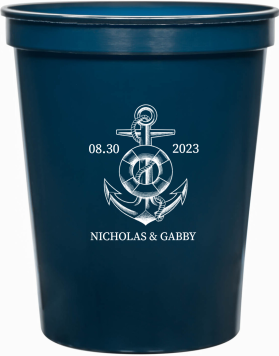 Customized Be By Your Side Nautical Wedding Stadium Cups