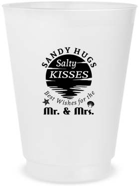Customized Sandy Hugs And Salty Kisses Beach Wedding Frosted Stadium Cups