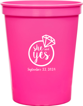 Personalized She Said Yes Engagement Stadium Cups