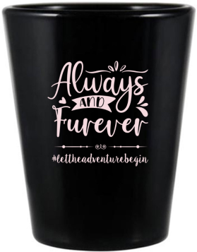 Custom Cat Always And Furever Pet Wedding Black Shot Glasses