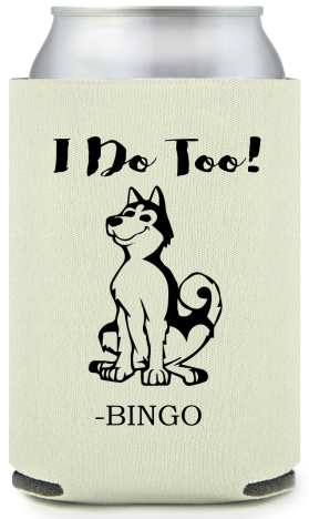 Custom Husky Illustration I Do Too Pet Wedding Full Color Can Coolers