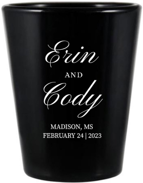 Custom Illustrated Corgi Pet Wedding Black Shot Glasses