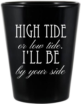 Custom I’ll Be By Your Side Sailboat Nautical Wedding Black Shot Glasses