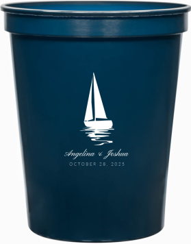 Custom I&rsquo;ll Be By Your Side Sailboat Nautical Wedding Stadium Cups