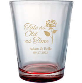 Custom Monogram Tale As Old As Time Fairytale Wedding Clear Shot Glasses