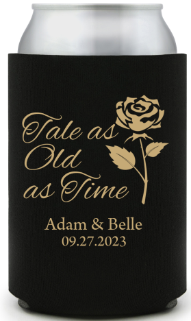 Custom Monogram Tale As Old As Time Fairytale Wedding Full Color Can Coolers