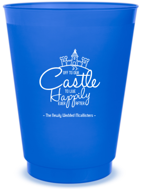 Custom Off To Our Castle Happily Ever After Fairytale Wedding Frosted Stadium Cups