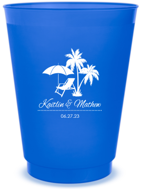 Custom We Did It On The Beach Wedding Frosted Stadium Cups