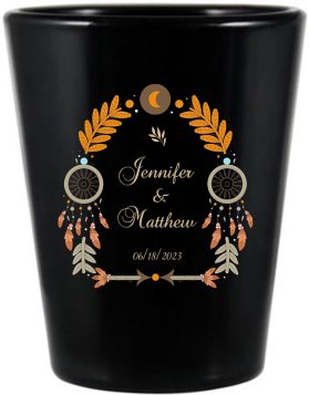 Custom Wild And Free Dreamcatcher Boho Wedding Black Shot Glasses