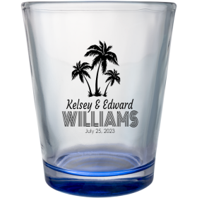 Customized Sandy Hugs And Salty Kisses Beach Wedding Clear Shot Glasses