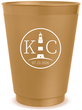 Personalized Light Tower Nautical Beach Wedding Frosted Stadium Cups
