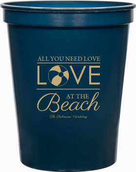 Personalized Love At The Beach Wedding Stadium Cups