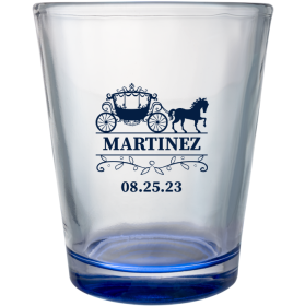 Personalized Monogram Carriage Fairytale Wedding Clear Shot Glasses