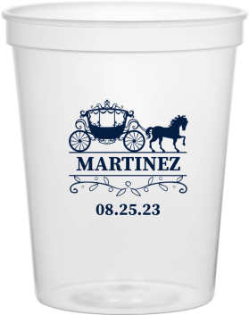 Personalized Monogram Carriage Fairytale Wedding Stadium Cups