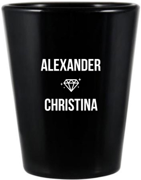 Personalized Off The Market Engagement Black Shot Glasses