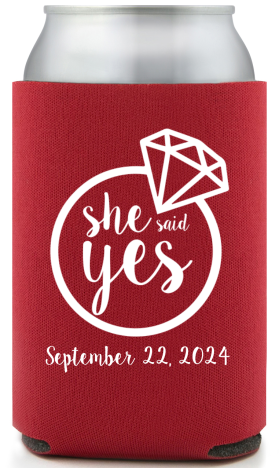 Personalized She Said Yes Engagement Full Color Can Coolers