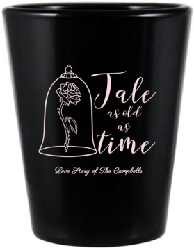 Personalized Tale As Old As Time Fairytale Wedding Black Shot Glasses