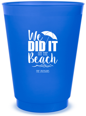 Personalized We Did It On The Beach Wedding Frosted Stadium Cups