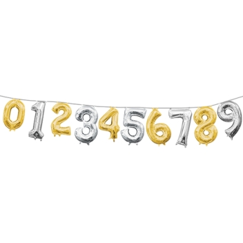 16 Inch Air-Infllated Number Foil Balloons