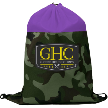 Colored Camo Drawstring Tote Bags