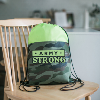 Colored Camo Drawstring Tote Bags