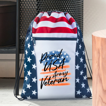 Custom American Flag Drawstring Tote Bags