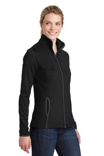 Sport-Tek Women's Sport-Wick Stretch Contrast Full-Zip Jacket.
