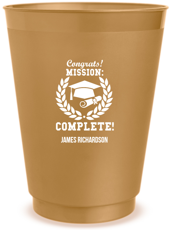 Custom Congrats Mission Complete Graduation Frosted Stadium Cups