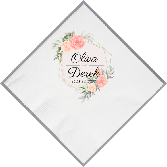 Custom Elegant Floral Personalized Wedding Premium Full Color Napkins
