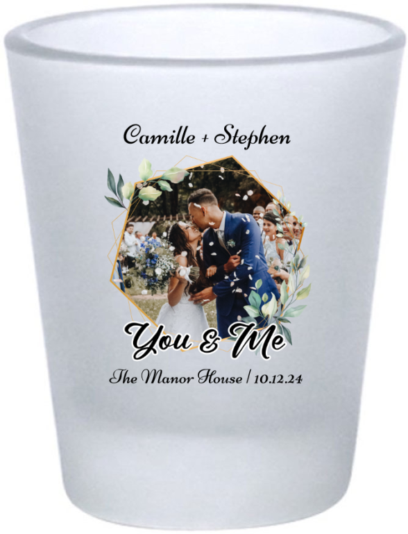 Personalized Photo You And Me Classic Wedding Frosted Shot Glasses