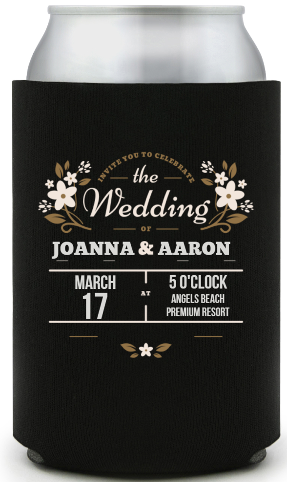 Personalized Wedding Invitation Details Full Color Can Coolers