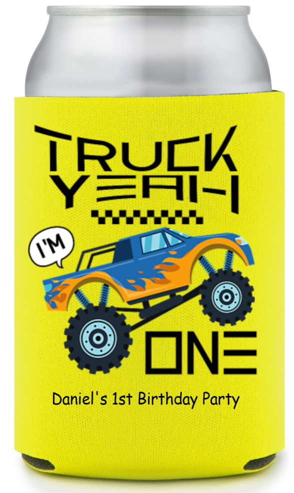 Truck Yeah I Am One Birthday Full Color Can Coolers