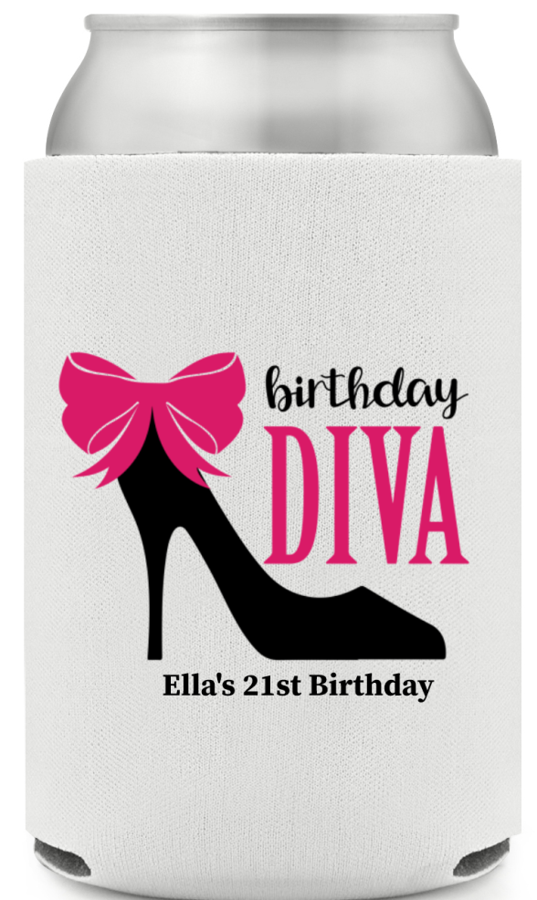 Birthday Diva Birthday Full Color Can Coolers