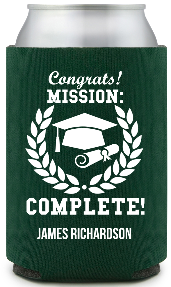 Custom Congrats Mission Complete Graduation Full Color Can Coolers