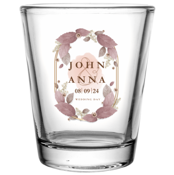Customized Elegant Watercolor Florals Wedding Clear Shot Glasses