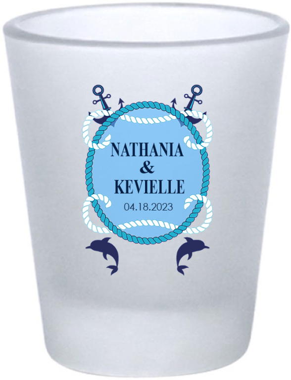 Customized Nautical Beach Wedding Frosted Shot Glasses