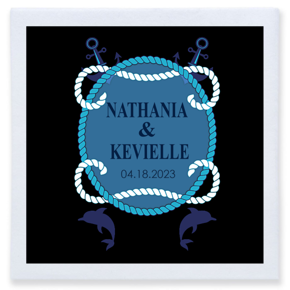 Customized Nautical Beach Wedding Premium Full Color Napkins