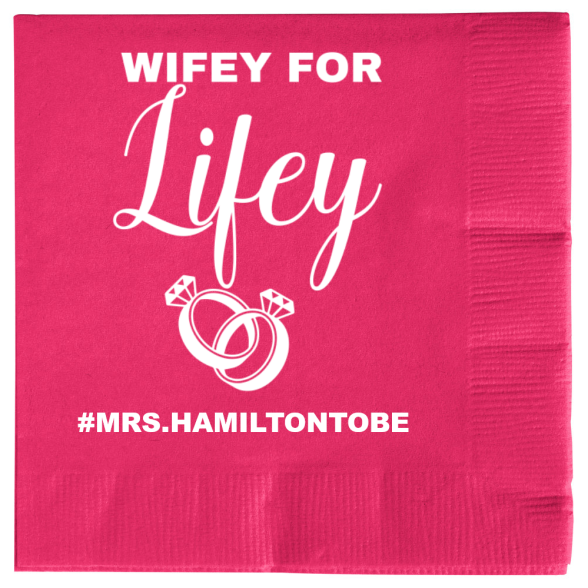 Customized Wifey For Lifey Engagement Premium Napkins