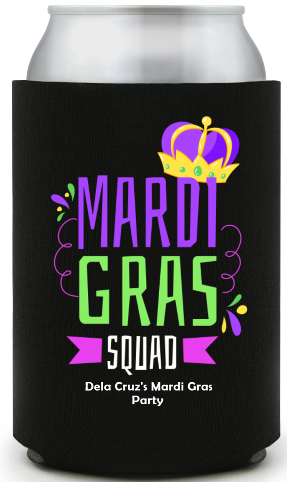 Mardi Gras Squad Full Color Can Coolers