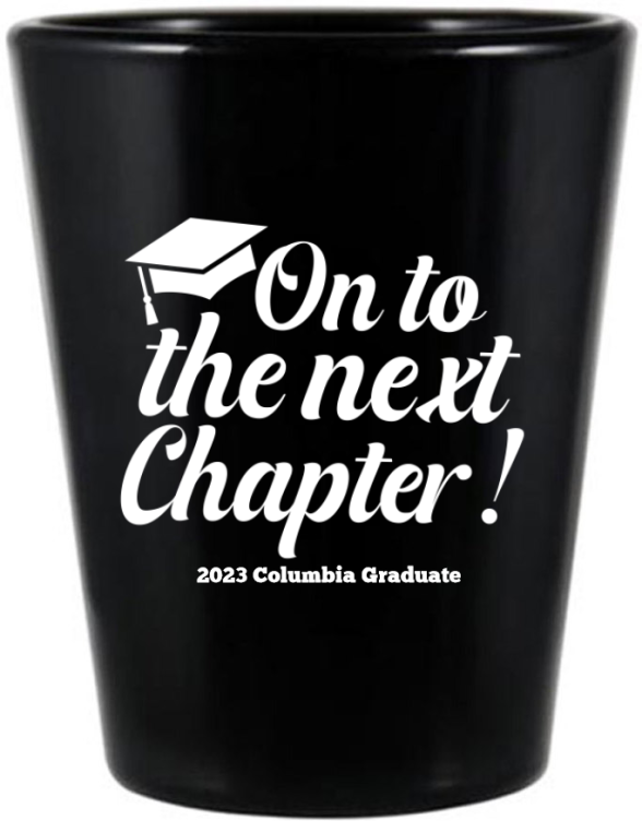 Personalized Onto The Next Chapter Graduation Black Shot Glasses