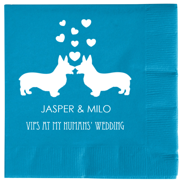 Personalized Phrase Corgi Lover Pet Wedding Premium Napkins