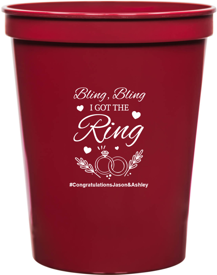 Custom Bling Bling I Got The Ring Engagement Stadium Cups