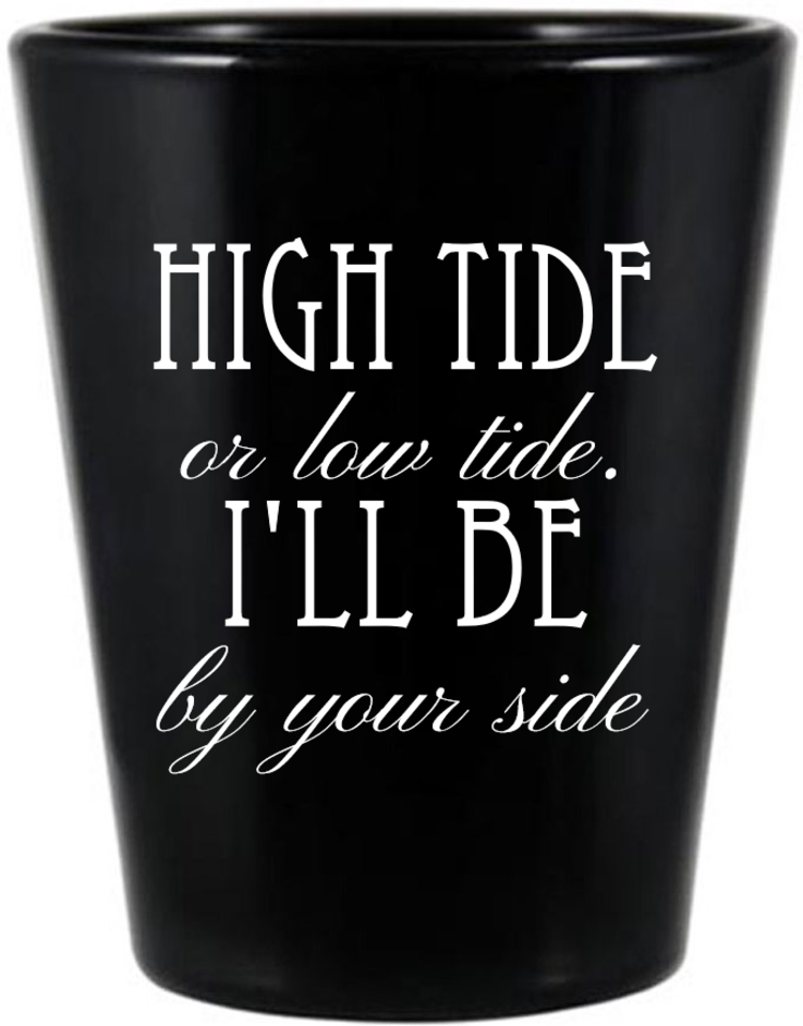 Custom I&rsquo;ll Be By Your Side Sailboat Nautical Wedding Black Shot Glasses
