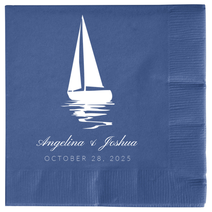Custom I&rsquo;ll Be By Your Side Sailboat Nautical Wedding Premium Napkins